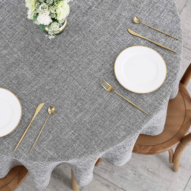 maxmill Flaxy Faux Linen Tablecloth with 2-Tone Slubby Texture Wrinkle Resistant Anti-Shrink Soft Table Cloth for Kitchen Dining Restaurant Tabletop for Event Dinner Round 70 Inch Light Gray - Image 3